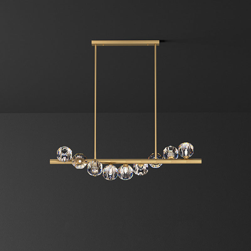 Modern Luxury Magic Bean Linear Orb Copper Crystal 9/11/14/17 Light Chandelier For Living Room