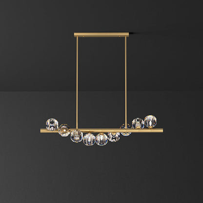 Modern Luxury Magic Bean Linear Orb Copper Crystal 9/11/14/17 Light Chandelier For Living Room