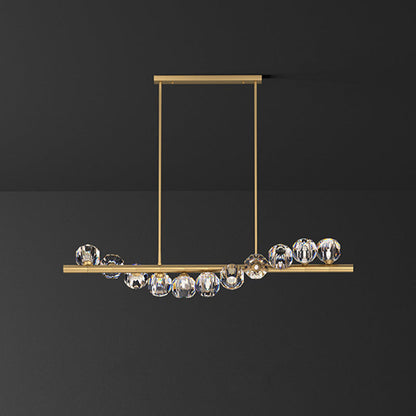 Modern Luxury Magic Bean Linear Orb Copper Crystal 9/11/14/17 Light Chandelier For Living Room