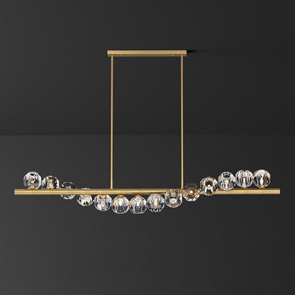 Modern Luxury Magic Bean Linear Orb Copper Crystal 9/11/14/17 Light Chandelier For Living Room
