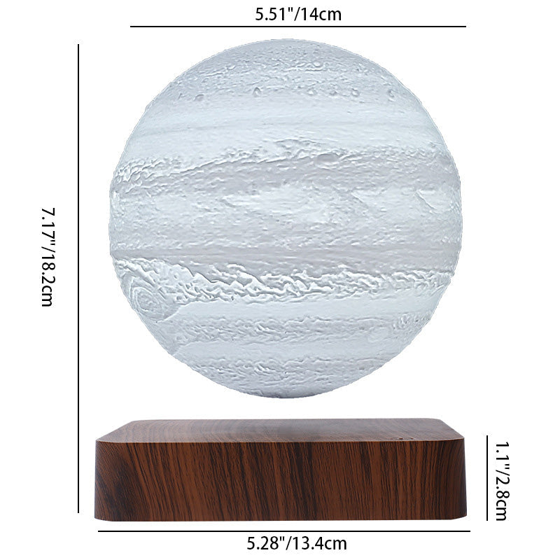 Contemporary Creative Levitation 3D PEGT Moon Round Orb ABS Wood LED Table Lamp For Bedroom