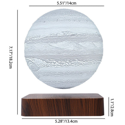 Contemporary Creative Levitation 3D PEGT Moon Round Orb ABS Wood LED Table Lamp For Bedroom