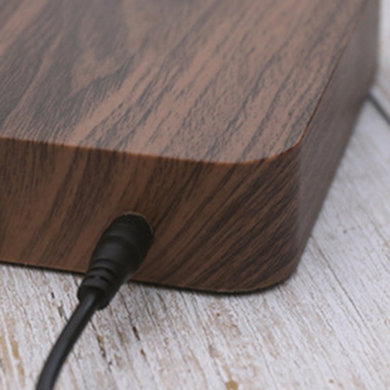 Contemporary Creative Levitation 3D PEGT Moon Round Orb ABS Wood LED Table Lamp For Bedroom