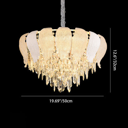 Modern Luxury Round Iron Crystal 9/15/21 Light Chandelier For Living Room