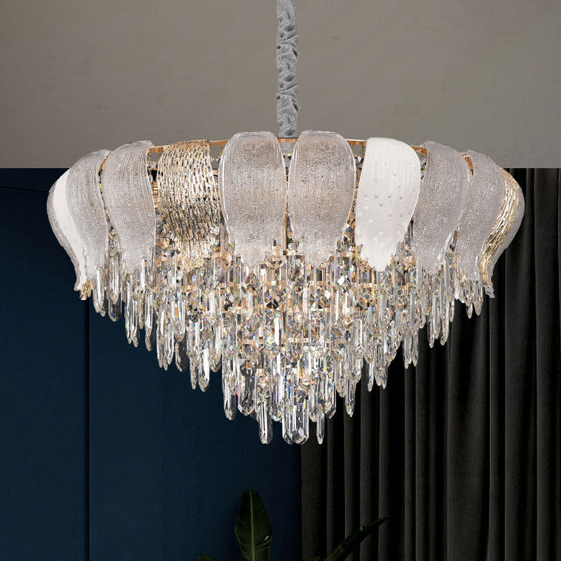 Modern Luxury Round Iron Crystal 9/15/21 Light Chandelier For Living Room