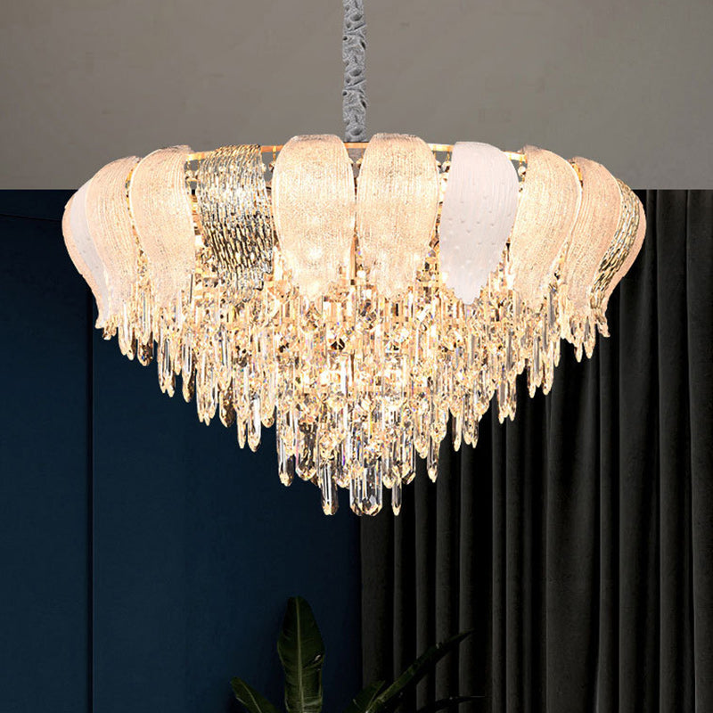 Modern Luxury Round Iron Crystal 9/15/21 Light Chandelier For Living Room