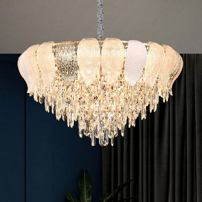 Modern Luxury Round Iron Crystal 9/15/21 Light Chandelier For Living Room