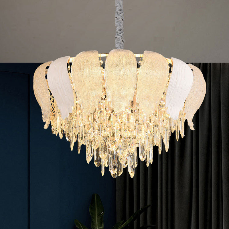 Modern Luxury Round Iron Crystal 9/15/21 Light Chandelier For Living Room
