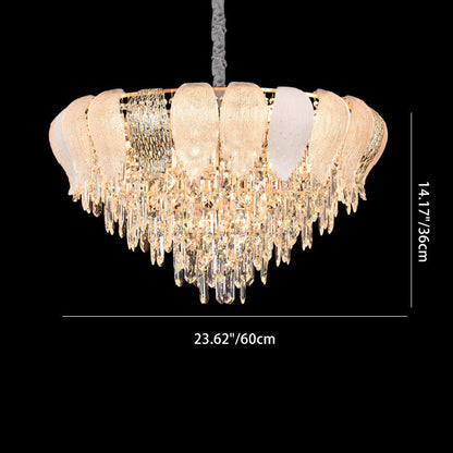 Modern Luxury Round Iron Crystal 9/15/21 Light Chandelier For Living Room
