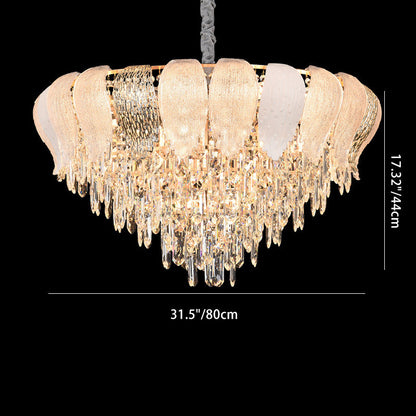 Modern Luxury Round Iron Crystal 9/15/21 Light Chandelier For Living Room
