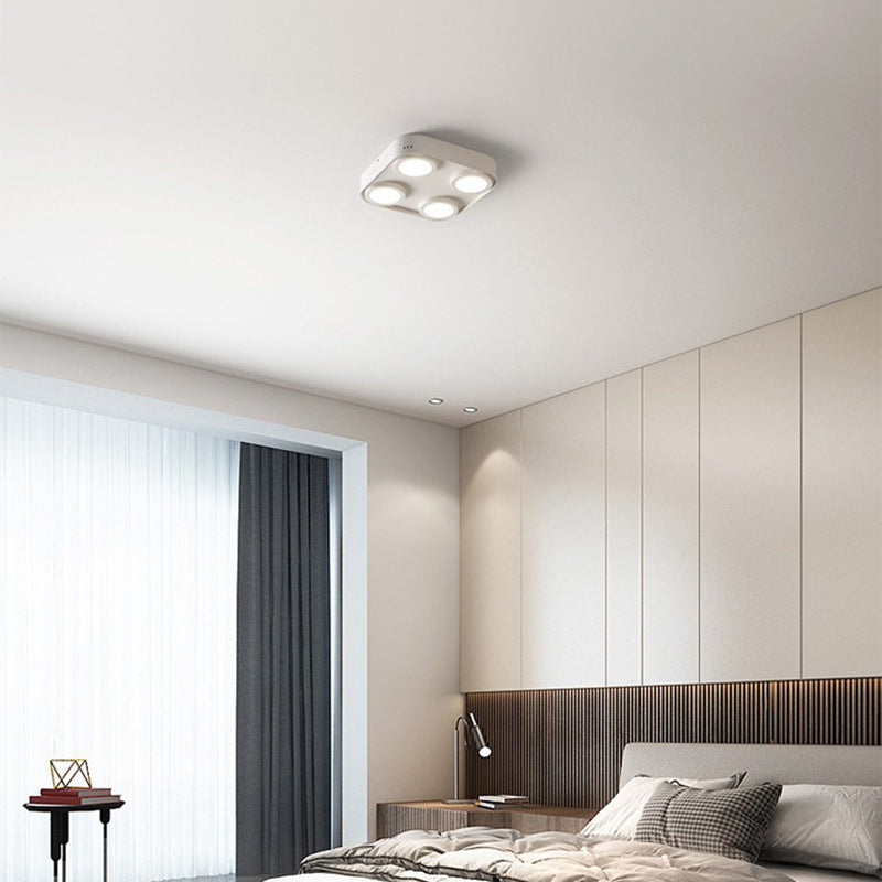 Modern Minimalist Box Shape Square PC Aluminum LED Flush Mount Ceiling Light For Bedroom