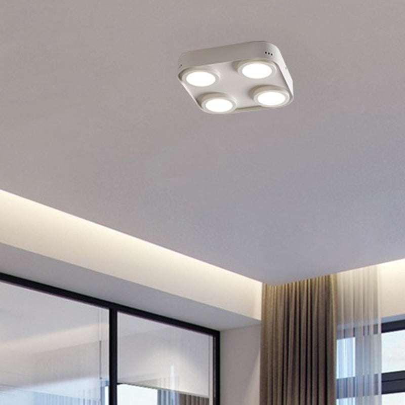 Modern Minimalist Box Shape Square PC Aluminum LED Flush Mount Ceiling Light For Bedroom