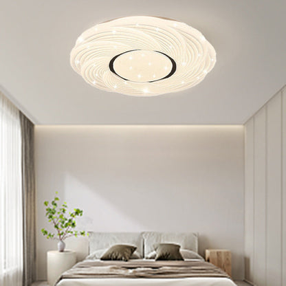 Modern Minimalist Cream Star Storm Round Dome PVC Iron LED Flush Mount Ceiling Light For Bedroom
