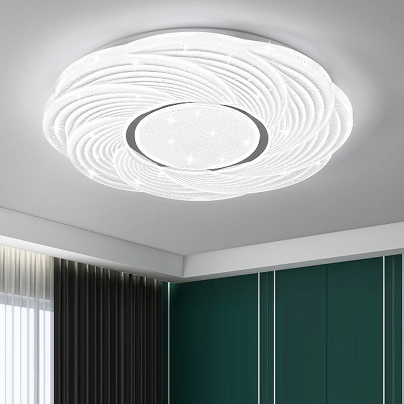 Modern Minimalist Cream Star Storm Round Dome PVC Iron LED Flush Mount Ceiling Light For Bedroom