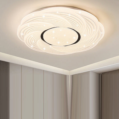 Modern Minimalist Cream Star Storm Round Dome PVC Iron LED Flush Mount Ceiling Light For Bedroom