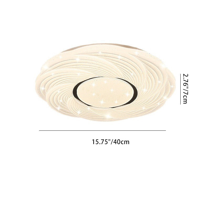 Modern Minimalist Cream Star Storm Round Dome PVC Iron LED Flush Mount Ceiling Light For Bedroom