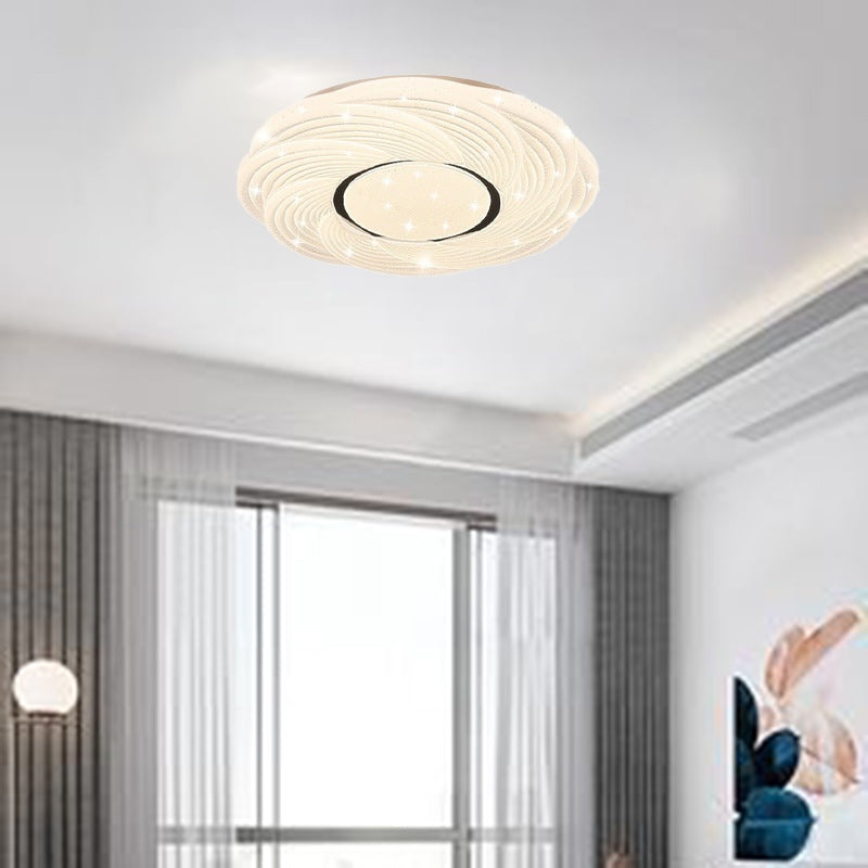 Modern Minimalist Cream Star Storm Round Dome PVC Iron LED Flush Mount Ceiling Light For Bedroom