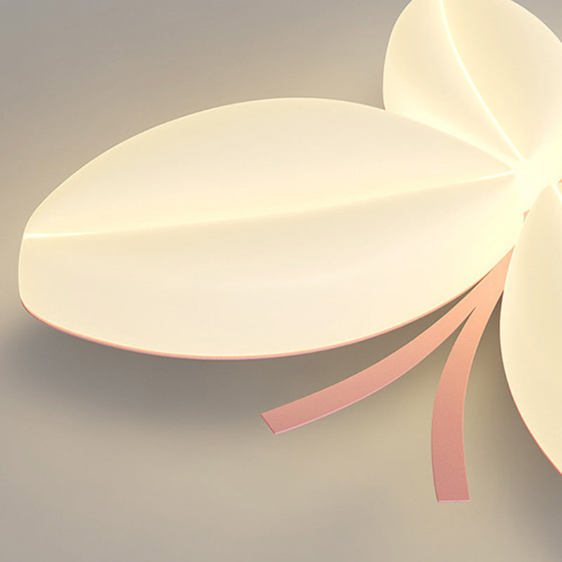 Modern Art Deco Cream Butterfly PE Iron LED Flush Mount Ceiling Light For Bedroom