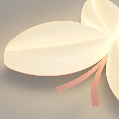 Modern Art Deco Cream Butterfly PE Iron LED Flush Mount Ceiling Light For Bedroom