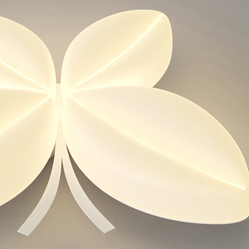 Modern Art Deco Cream Butterfly PE Iron LED Flush Mount Ceiling Light For Bedroom