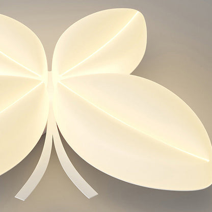 Modern Art Deco Cream Butterfly PE Iron LED Flush Mount Ceiling Light For Bedroom