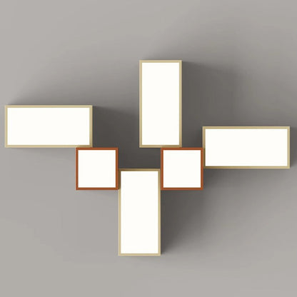 Modern Minimalist Cream Geometric Rectangle Square Iron Silicone LED Flush Mount Ceiling Light For Living Room