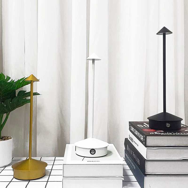 Modern Minimalist USB Pointed Round Metal LED Table Lamp For Bedroom