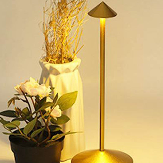 Modern Minimalist USB Pointed Round Metal LED Table Lamp For Bedroom