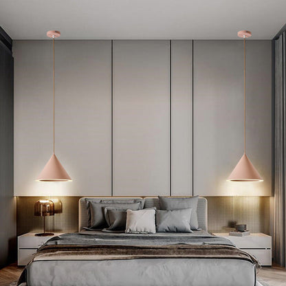 مصباح LED دائري معاصر من الحديد بتصميم إسكندنافي على شكل مخروط ماكارون لغرفة النوم 