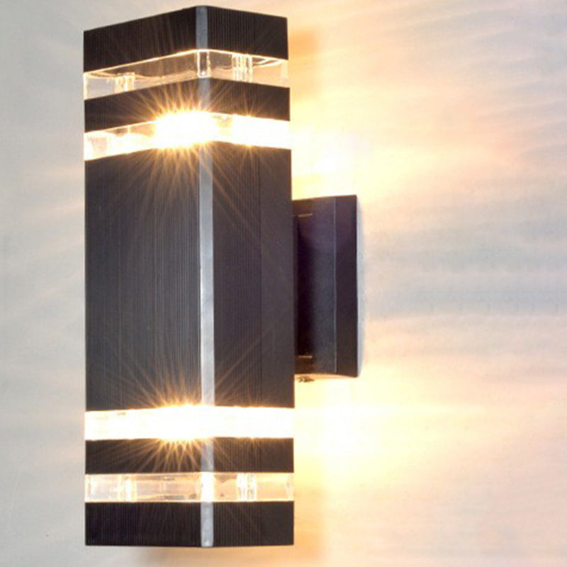 Modern Minimalist Waterproof Rectangle PVC Acrylic 2-Light Wall Sconce Lamp For Outdoor