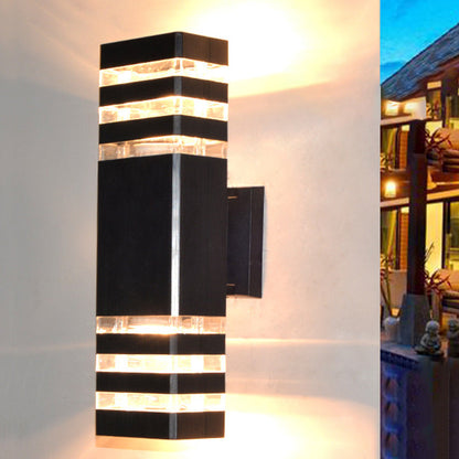 Modern Minimalist Waterproof Rectangle PVC Acrylic 2-Light Wall Sconce Lamp For Outdoor