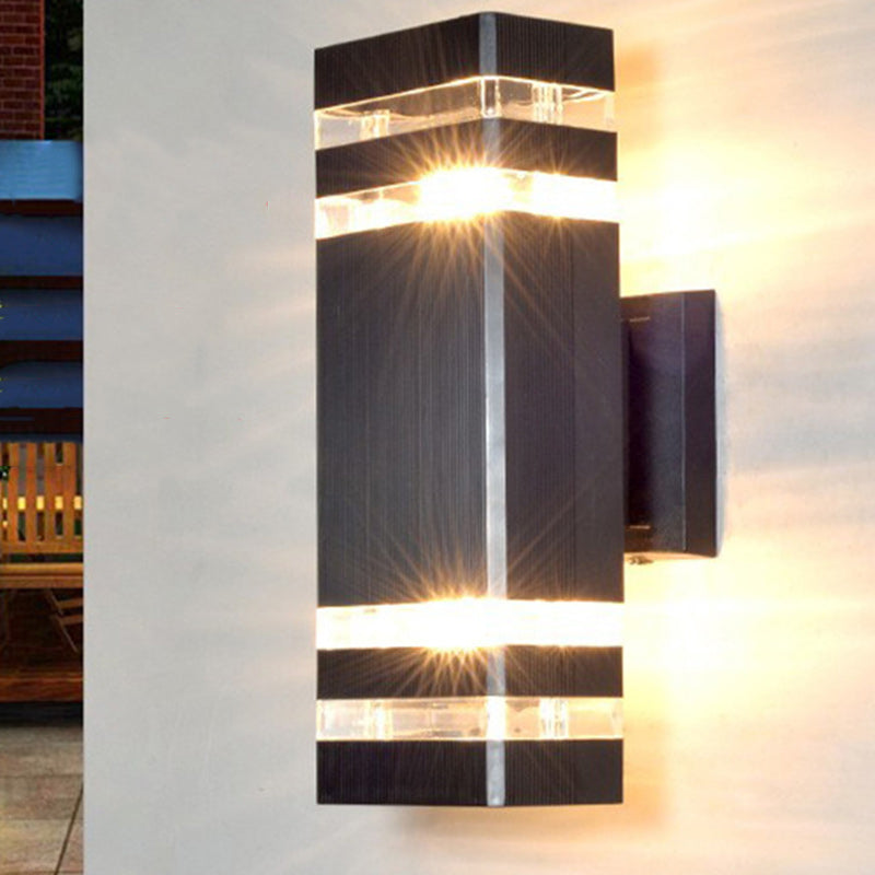 Modern Minimalist Waterproof Rectangle PVC Acrylic 2-Light Wall Sconce Lamp For Outdoor