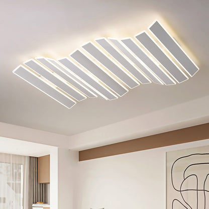 Modern Minimalist Arrangement Fishbone Wave Rectangle Iron Acrylic LED Flush Mount Ceiling Light For Bedroom