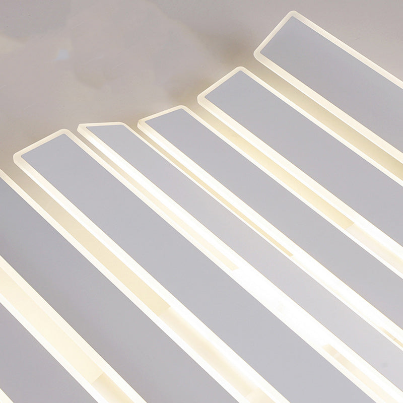 Modern Minimalist Arrangement Fishbone Wave Rectangle Iron Acrylic LED Flush Mount Ceiling Light For Bedroom
