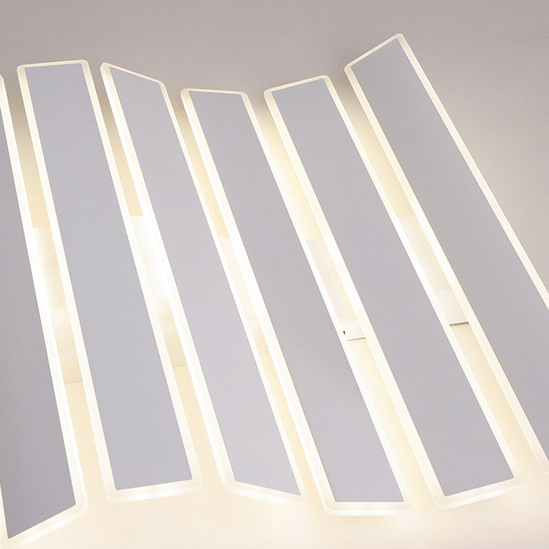 Modern Minimalist Arrangement Fishbone Wave Rectangle Iron Acrylic LED Flush Mount Ceiling Light For Bedroom