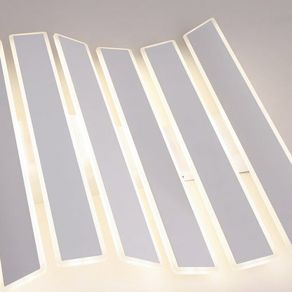 Modern Minimalist Arrangement Fishbone Wave Rectangle Iron Acrylic LED Flush Mount Ceiling Light For Bedroom