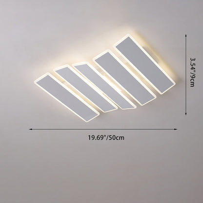 Modern Minimalist Arrangement Fishbone Wave Rectangle Iron Acrylic LED Flush Mount Ceiling Light For Bedroom