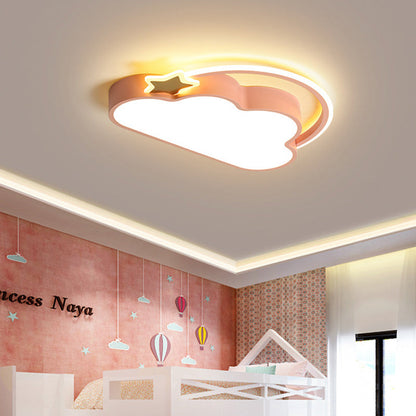 Contemporary Creative Kids Cartoon Clouds Iron Acrylic LED Flush Mount Ceiling Light For Bedroom