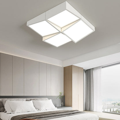 Modern Minimalist Round Square Rectangle Block Combination Iron Acrylic LED Flush Mount Ceiling Light for Bedroom