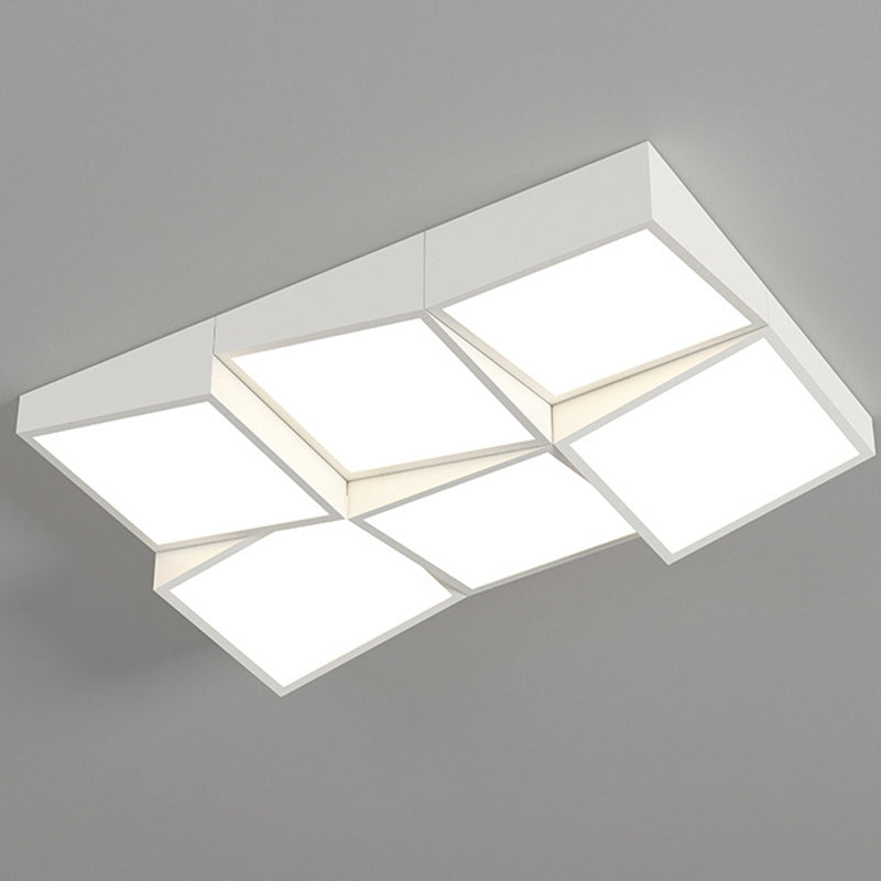 Modern Minimalist Round Square Rectangle Block Combination Iron Acrylic LED Flush Mount Ceiling Light for Bedroom