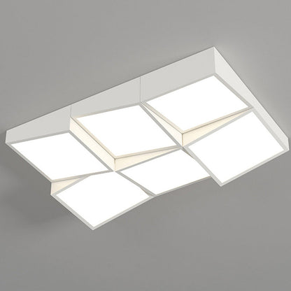 Modern Minimalist Round Square Rectangle Block Combination Iron Acrylic LED Flush Mount Ceiling Light for Bedroom