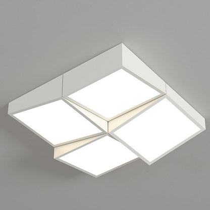 Modern Minimalist Round Square Rectangle Block Combination Iron Acrylic LED Flush Mount Ceiling Light for Bedroom