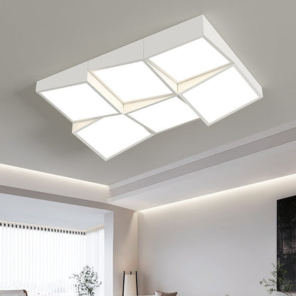Modern Minimalist Round Square Rectangle Block Combination Iron Acrylic LED Flush Mount Ceiling Light for Bedroom
