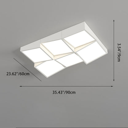 Modern Minimalist Round Square Rectangle Block Combination Iron Acrylic LED Flush Mount Ceiling Light for Bedroom