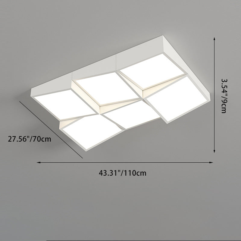 Modern Minimalist Round Square Rectangle Block Combination Iron Acrylic LED Flush Mount Ceiling Light for Bedroom