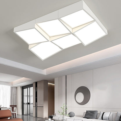 Modern Minimalist Round Square Rectangle Block Combination Iron Acrylic LED Flush Mount Ceiling Light for Bedroom