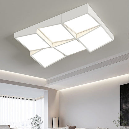 Modern Minimalist Round Square Rectangle Block Combination Iron Acrylic LED Flush Mount Ceiling Light for Bedroom
