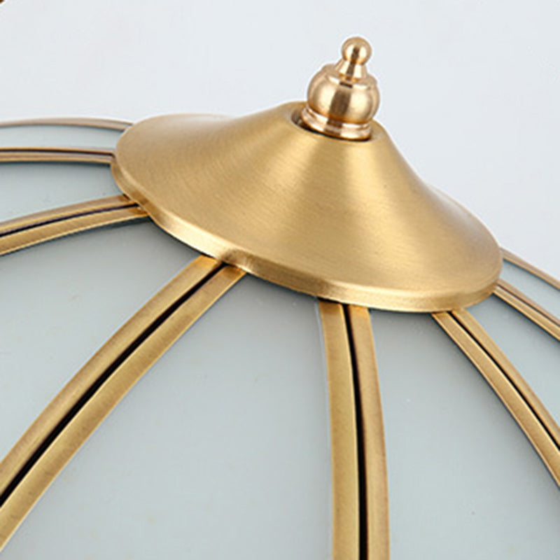 Traditional Vintage Round Cone Copper Glass 1-Light Standing Floor Lamp For Bedroom