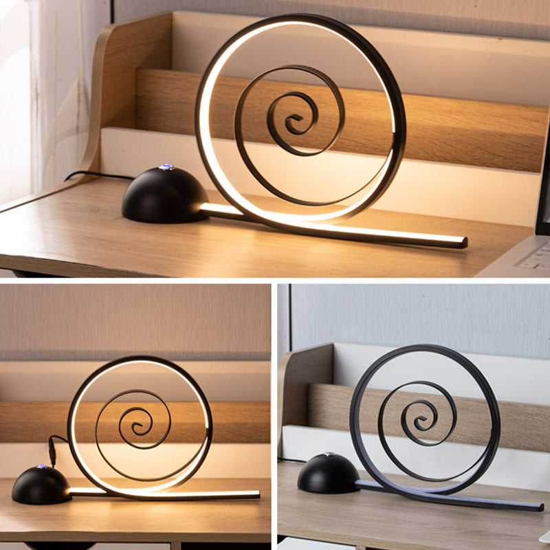 Contemporary Creative Sailboat Snail Iron Aluminum Silicone LED Table Lamp For Bedroom