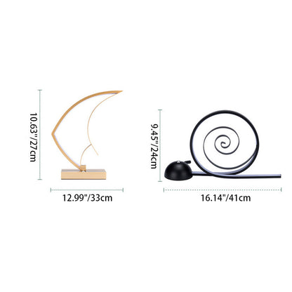 Contemporary Creative Sailboat Snail Iron Aluminum Silicone LED Table Lamp For Bedroom